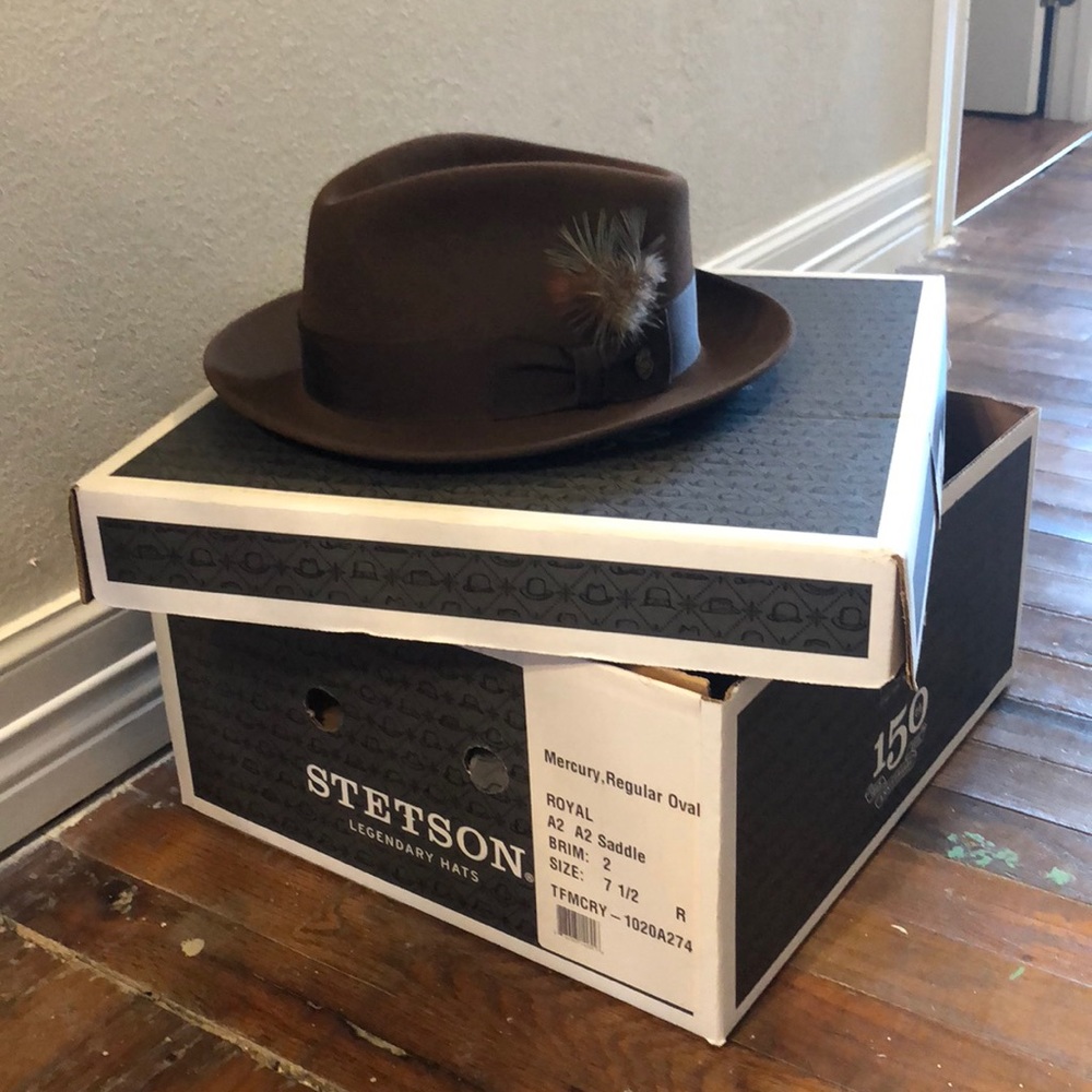 Men’s 7 1/2 Felt Fedora Hat-Fantastic condition!